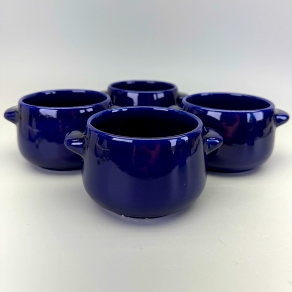 Vintage Gerz West Germany Pottery 
Blue Flat Cream Soup Cups - Picture 1 of 10